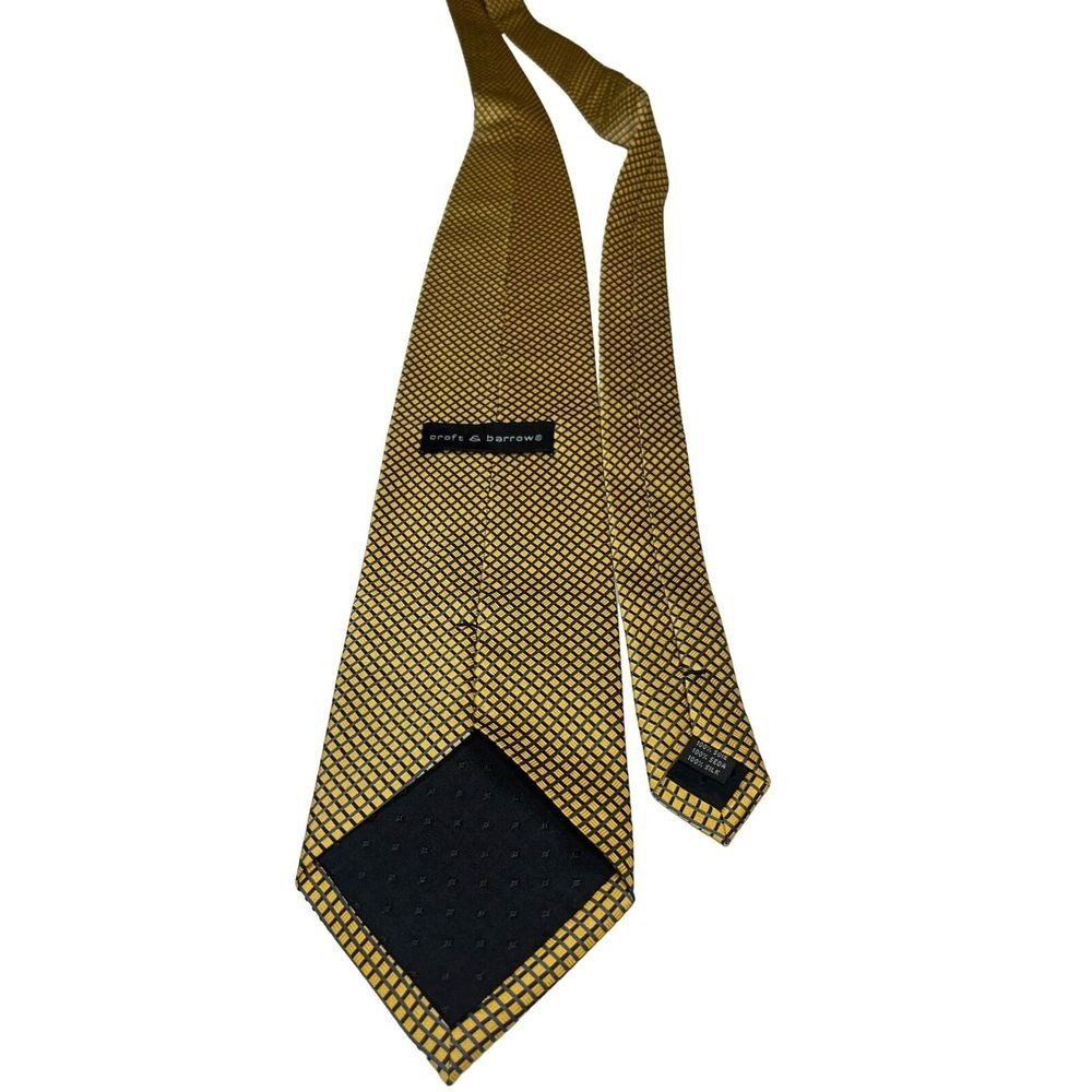 Craft & Barrow Mens Yellow & Black Patterned Tie 100 % Silk Blend Classic Formal - Picture 5 of 8